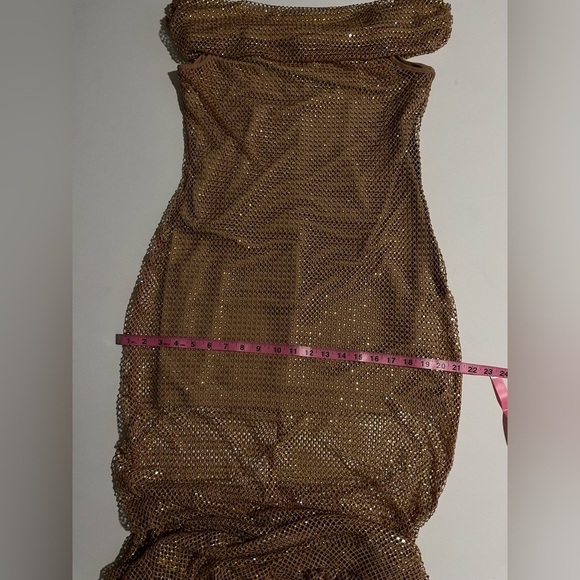 Self Portrait Tan Hotfix Fishnet Maxi Dress crystal Rhinestone studded gown 10 - Picture 8 of 16